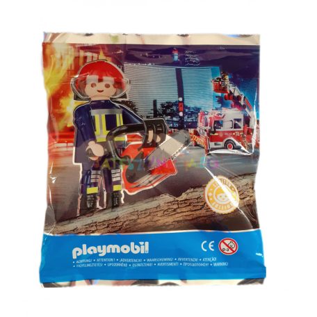 Playmobil figura: Tűzoltó láncfűrésszel