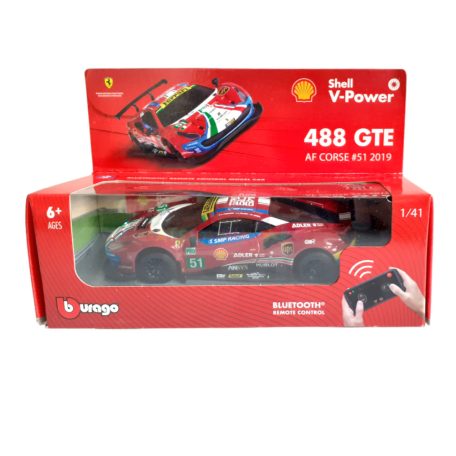 Burago: Ferrari 488 GTE AF Corse #51 2019 Bluetooth írányítású játék autó 1/41